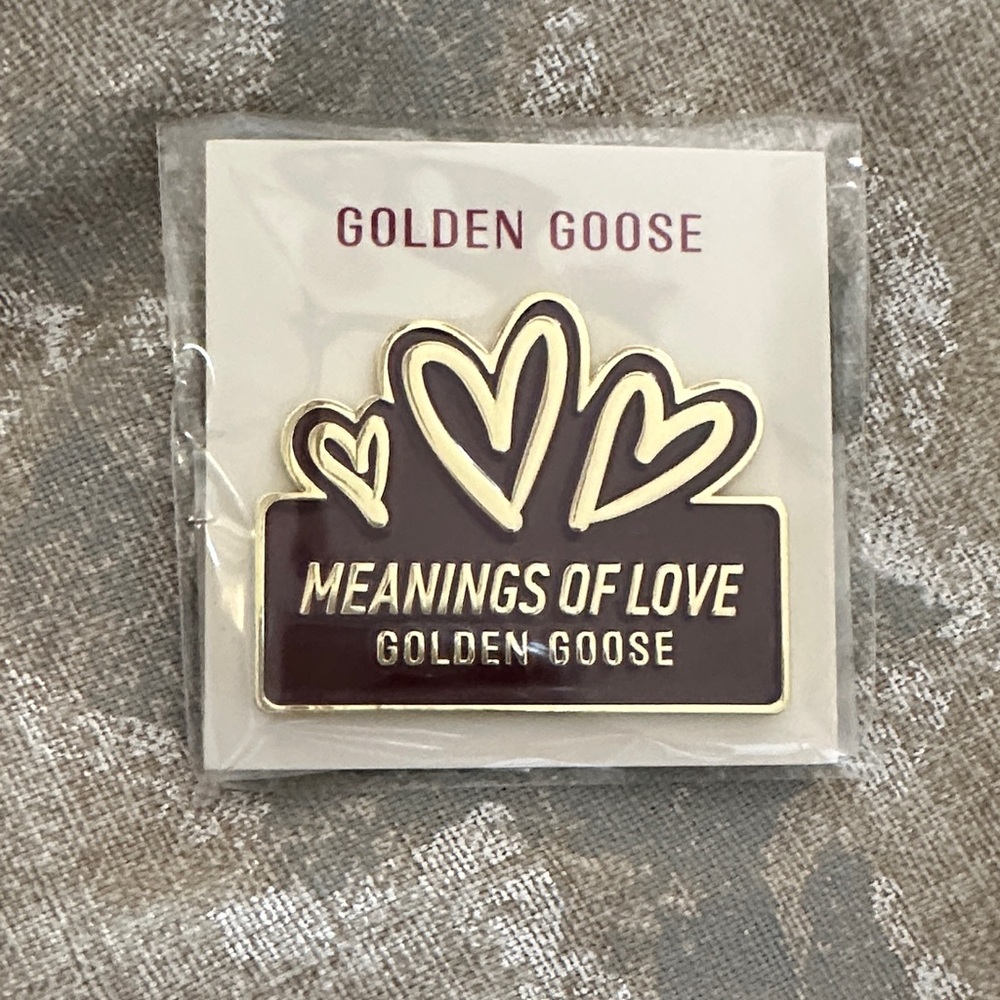 Golden Goose Heart Design Pin in Gold and Brown